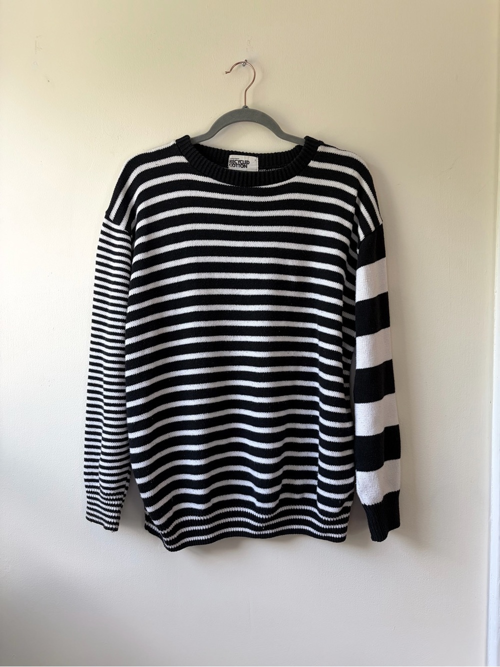 Vintage American Apparel Black & White Striped Recycled Cotton Sweater